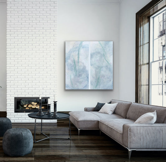 A Touch of Spring 1, 2 (diptych), 2024, Acrylic on canvas, 48 x 24 inches.