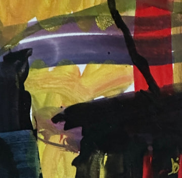 Mini Art 86, 2023, Acrylic on paper, 4 x 4 inches, matte 8 x 8 inches, framed 8x8 inches