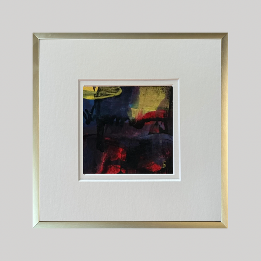 Mini Art 92, 2023, Acrylic on paper, 4 x 4 inches, matte 8 x 8 inches, framed 8x8 inches