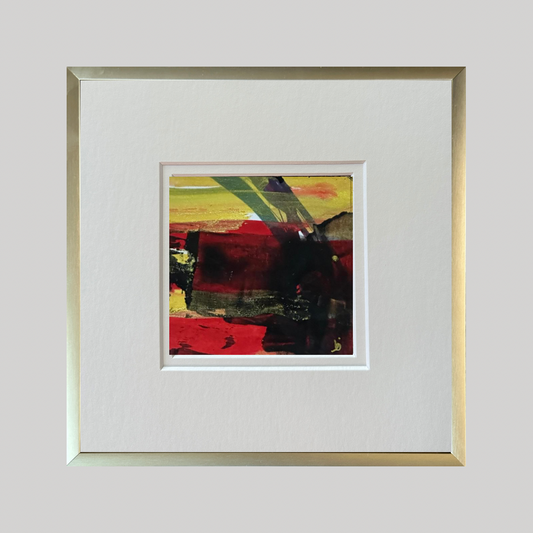 Mini Art 88, 2023, Acrylic on paper, 4 x 4 inches, matte 8 x 8 inches, framed 8x8 inches