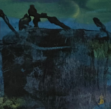 Mini Art 81, 2023, Acrylic on paper, 4 x 4 inches, matte 8 x 8 inches, framed 8x8 inches