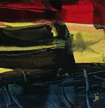 Mini Art 87, 2023, Acrylic on paper, 4 x 4 inches, matte 8 x 8 inches, framed 8x8 inches