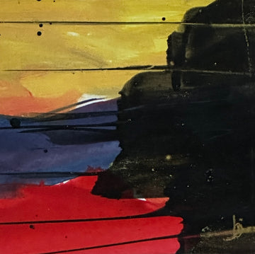 Mini Art 85, 2023, Acrylic on paper, 4 x 4 inches, matte 8 x 8 inches, framed 8x8 inches