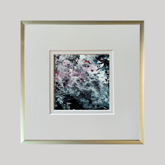 Mini Art 56, 2023, Acrylic on paper, 4 x 4 inches, matte 8 x 8 inches, framed 8 x 8 inches