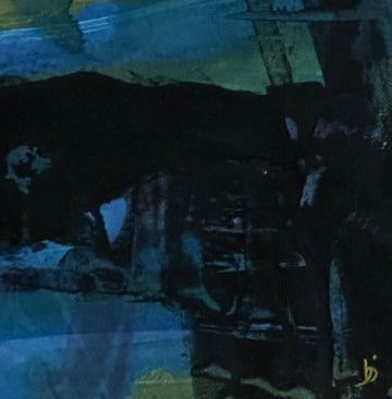 Mini Art 82, 2023, Acrylic on paper, 4 x 4 inches, matte 8 x 8 inches, framed 8x8 inches