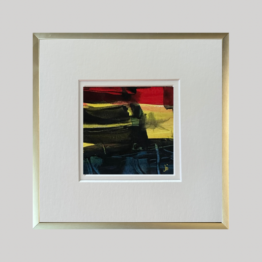 Mini Art 87, 2023, Acrylic on paper, 4 x 4 inches, matte 8 x 8 inches, framed 8x8 inches