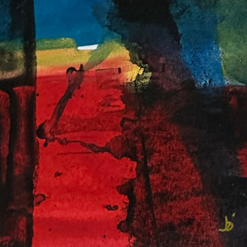 Mini Art 91, 2023, Acrylic on paper, 4 x 4 inches, matte 8 x 8 inches, framed 8x8 inches