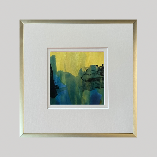 Mini Art 84, 2023, Acrylic on paper, 4 x 4 inches, matte 8 x 8 inches, framed 8x8 inches
