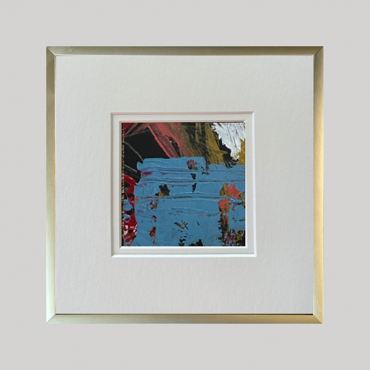 Mini Art 80, 2023, Acrylic on paper, 4 x 4 inches, matte 8 x 8 inches, framed 8x8 inches