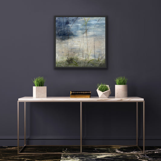 Caught up in grasses. From the Chestatee River portfolio, 2021, Acrylic on canvas, 24 x 24 inches.