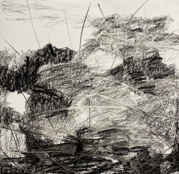 Juanita Bellavance, Riverbank terrain concept drawing, From the Chestatee River portfolio, 2021, Acrylic on canvas, 24 x 24 inches