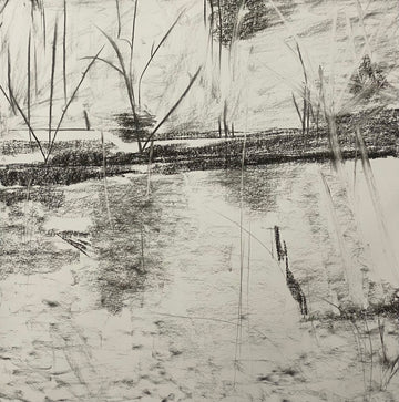 Juanita Bellavance, Spring foliage rising concept drawing, From the Chestatee River portfolio, 2021, Charcoal on paper, 24 x 24 inches