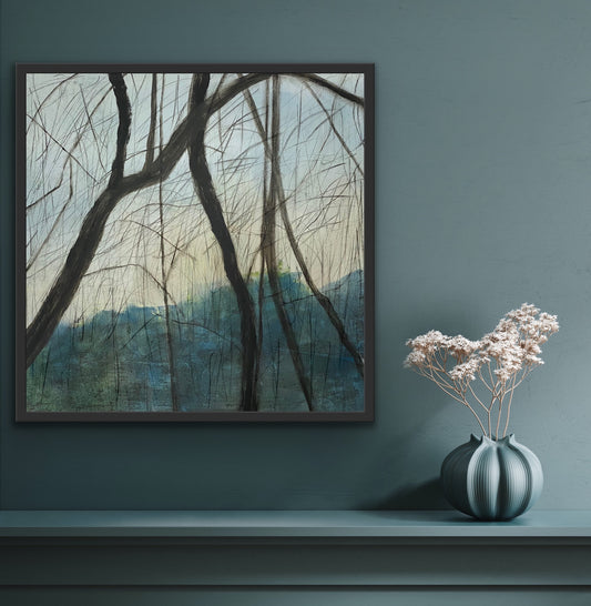 Juanita Bellavance, The setting sun, From the Chestatee River portfolio, 2021, Acrylic and graphite on canvas, 24 x 24 inches