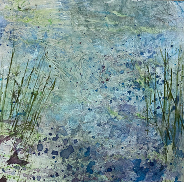 Through the cover, From the 25 Days of Minis, 2021, Acrylic on panel, 6 x 6 inches, Framed