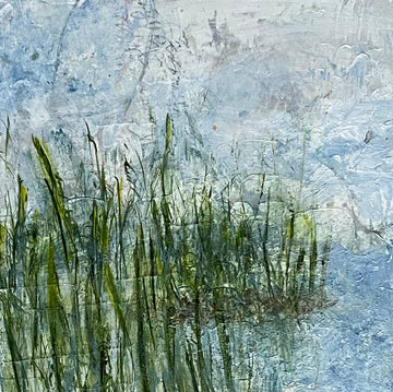 Reaching, From the 25 Days of Minis portfolio, 2021, Acrylic on panel, 6 x 6 inches, Framed