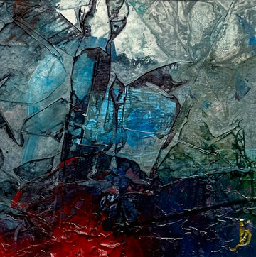 Mini Art 35, 2023, Acrylic on paper, 4 x 4 inches, matte 8 x 8 inches