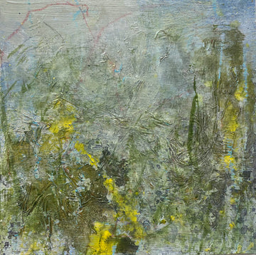 Where indigenous plants abide, From the 25 Days of Minis portfolio. 2021, Acrylic on panel, 6 x 6 inches. Framed.