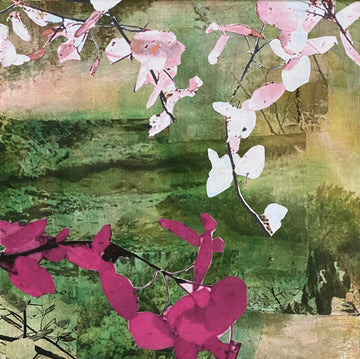 Juanita Bellavance, Romancing the journey 4, 2021, Collage on panel, 12 x 12 inches, Framed