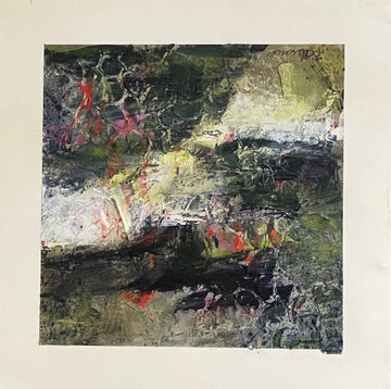 Juanita Bellavance, Rapids 1, 2020, Mixed media on paper, 6 x 6 inches, unframed.