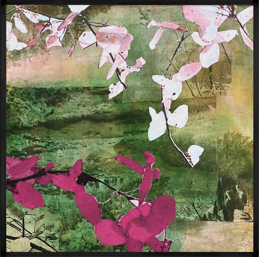 Juanita Bellavance, Romancing the journey 4, 2021, Collage on panel, 12 x 12 inches, Framed