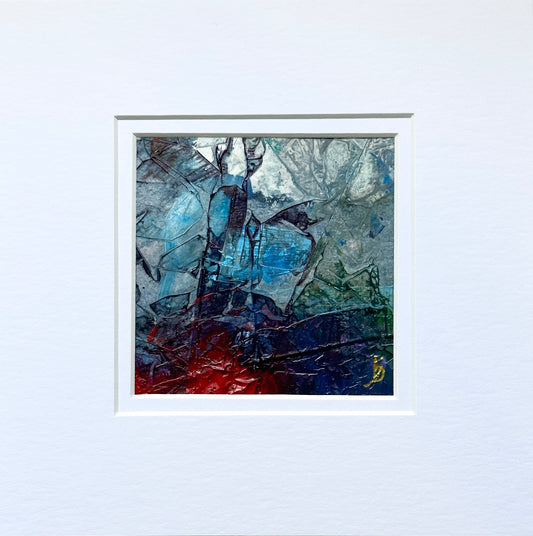 Mini Art 35, 2023, Acrylic on paper, 4 x 4 inches, matte 8 x 8 inches