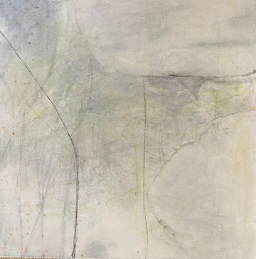 White on white original acrylic painting size 24 x 24 inches by Juanita Bellavance, Cumming, GA artist.