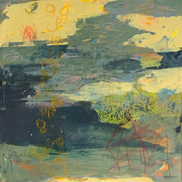 Juanita Bellavance, On the river bank, 2020, Acrylic on panel, 12 x 12 inches, framed.