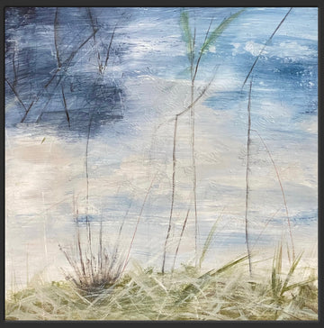 Caught up in grasses 3. From the Chestatee River portfolio, 2021, Acrylic on canvas, 12 x 12 inches. Framed
