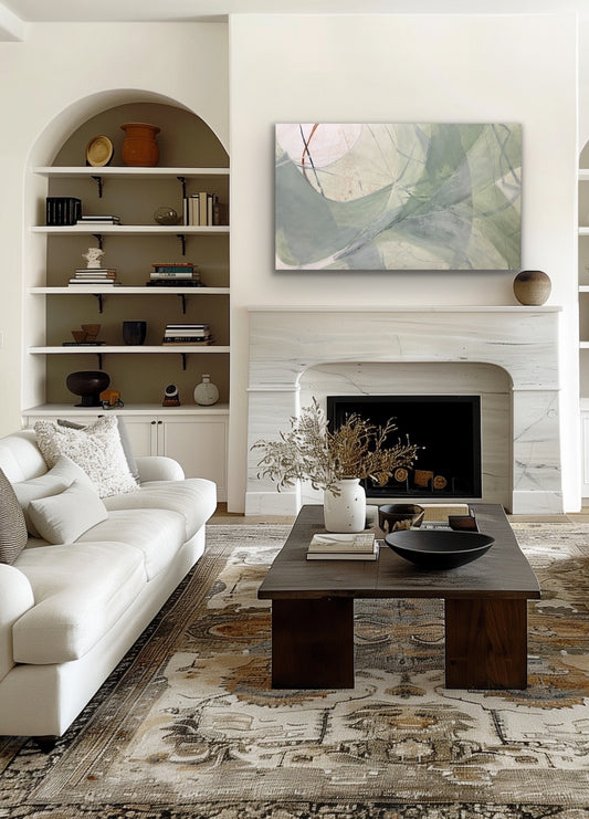 The Language of Branches: Quiet Intersections, original abstract painting, 36 x 60 inches