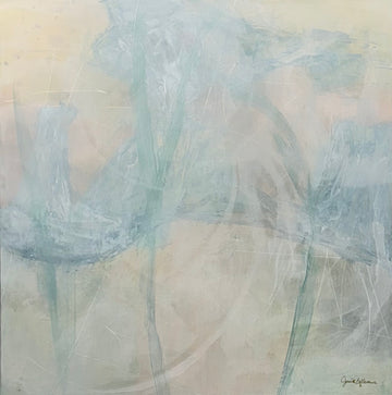 Atmospheric Balance — Contemporary Abstract Painting in Soft Blue and Neutral Tones