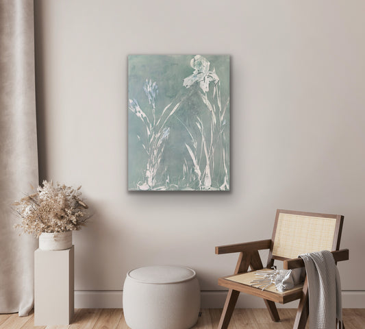 Stillness Rising – Original Contemporary Abstract Botanical Painting, 40 x 30 inches