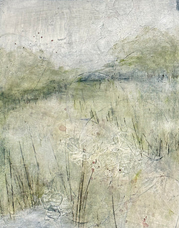 Down in the Meadow 3, 2023, Acrylic on paper, 14 x 11 inches, framed.