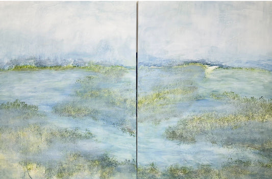 Mysteries of the Wetlands, Acrylic on canvas, 48 x 72 inches (diptych)