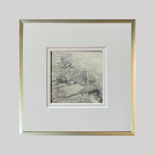 Mini Art 15, 2022, Acrylic on paper, 4 x 4 inches, matte 8 x 8 inches, framed 8x8 inches