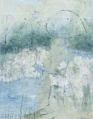 Meadow Near the River 1, 2023, Acrylic on paper, 14 x 11 inches, Framed 21 x 13 inches