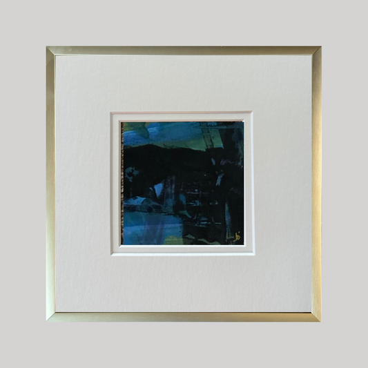 Mini Art 82, 2023, Acrylic on paper, 4 x 4 inches, matte 8 x 8 inches, framed 8x8 inches