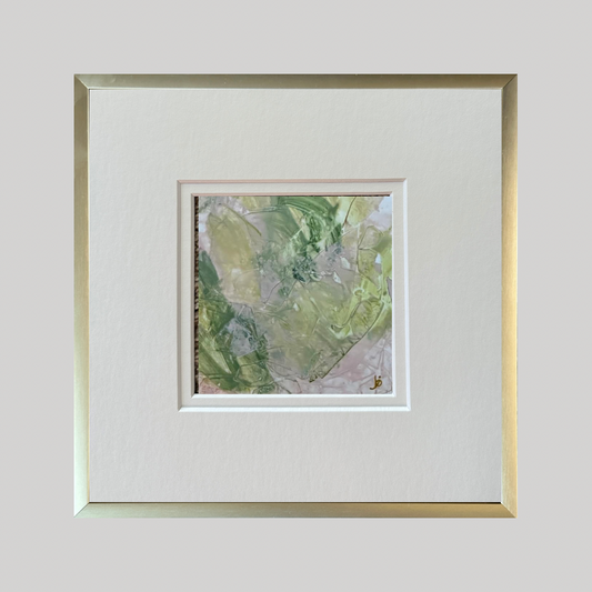 Mini Art 77, 2023, Acrylic on paper, 4 x 4 inches, matte 8 x 8 inches, framed 8x8 inches