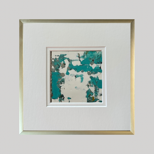 Mini Art 22, 2022, Acrylic on paper, 4 x 4 inches, matte 8 x 8 inches, framed 8x8 inches