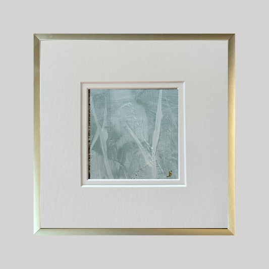 Mini Art 58, 2023, Acrylic on paper, 4 x 4 inches, matte 8 x 8 inches, framed 8x8 inches