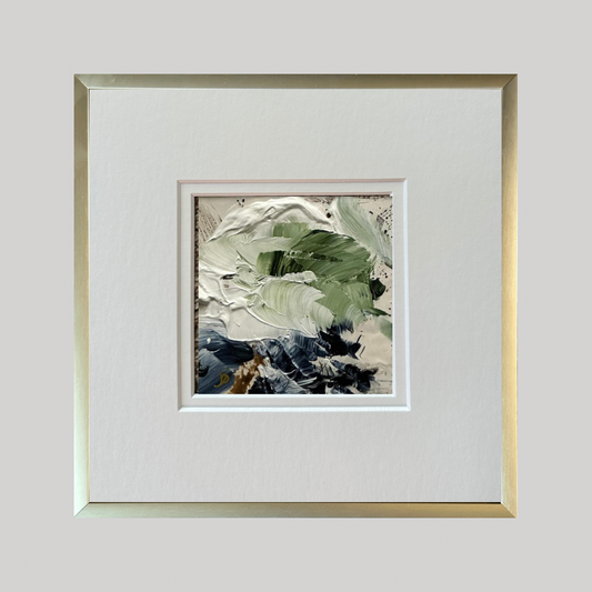 Mini Art 17, 2022, Acrylic on paper, 4 x 4 inches, matte 6 x 6 inches, framed 8x8 inches