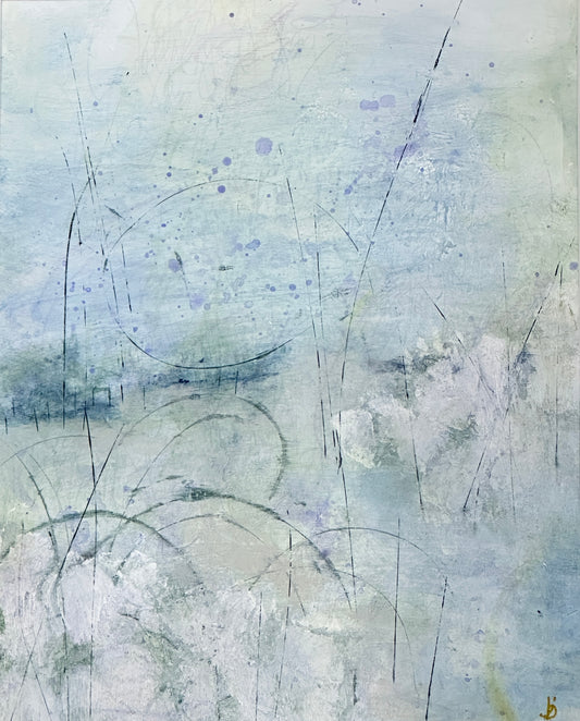 Meadow Near the River 4, 2023, Acrylic on paper, 14 x 11 inches, Framed 21 x 13 inches
