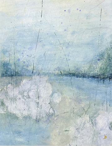 Meadow Near the River 3, 2023, Acrylic on paper, 14 x 11 inches, Framed 21 x 13 inches