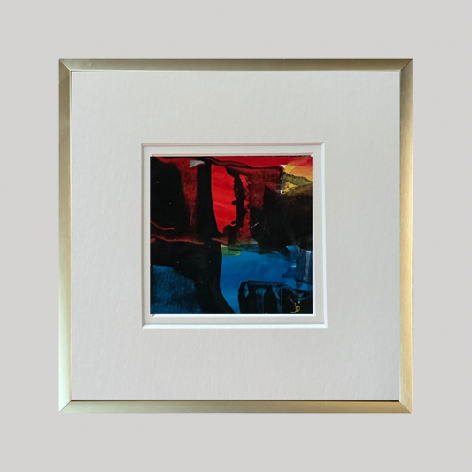 Mini Art 90, 2023, Acrylic on paper, 4 x 4 inches, matte 8 x 8 inches, framed 8x8 inches