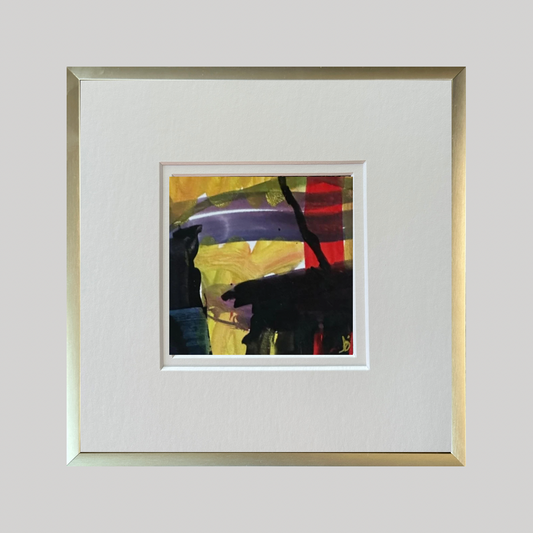 Mini Art 86, 2023, Acrylic on paper, 4 x 4 inches, matte 8 x 8 inches, framed 8x8 inches