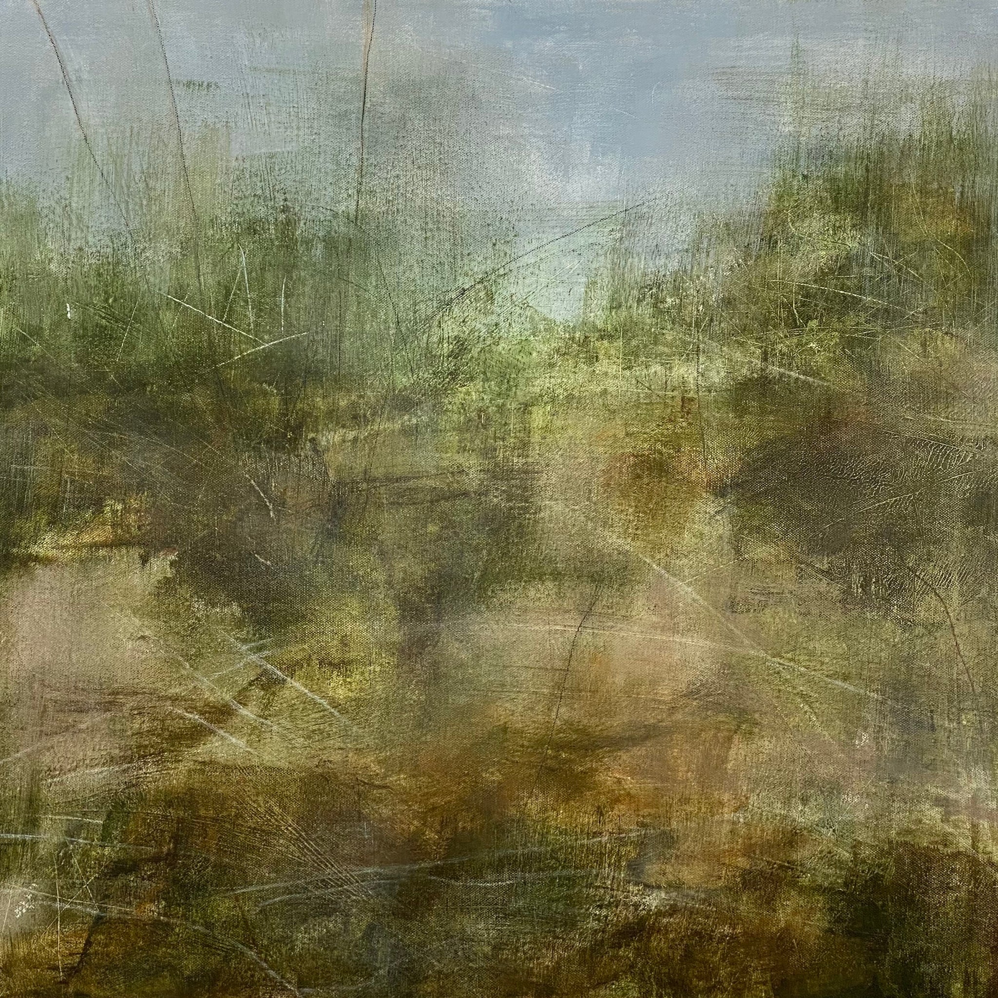 Juanita Bellavance, Riverbank terrain, From the Chestatee River portfolio, 2021, Acrylic on canvas, 24 x 24 inches.