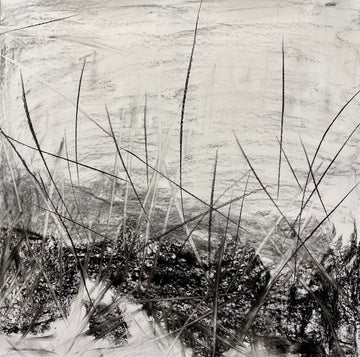 Juanita Bellavance, On the edge concept drawing, From the Chestatee River Perspective, 2021, Charcoal on paper, 24 x 24 inches