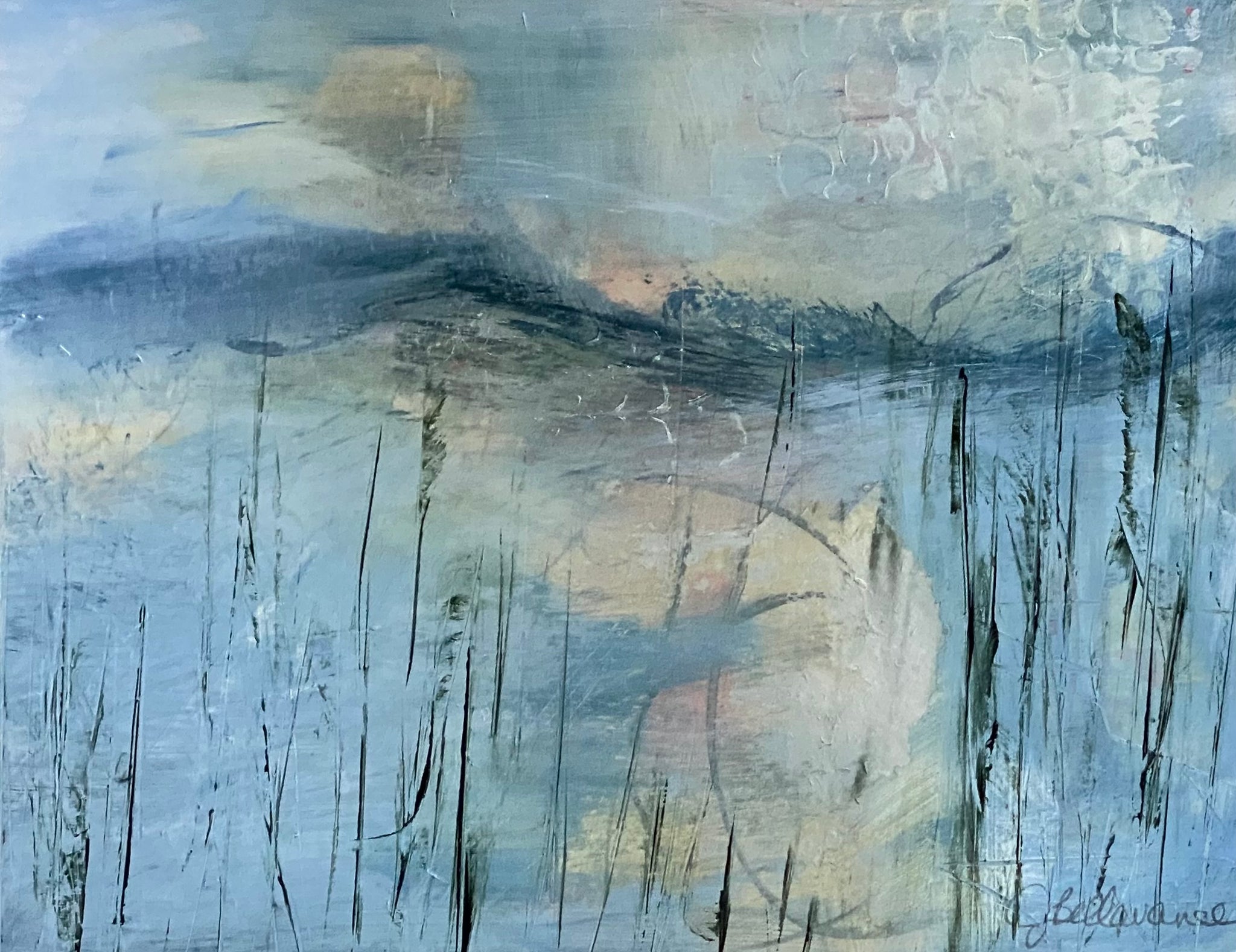 Juanita Bellavance, Coastal sunset, 2021, Acrylic on paper, 7 x 9 inches, Unframed
