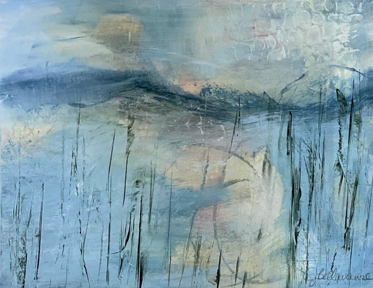 Juanita Bellavance, Coastal sunset, 2021, Acrylic on paper, 7 x 9 inches, Unframed