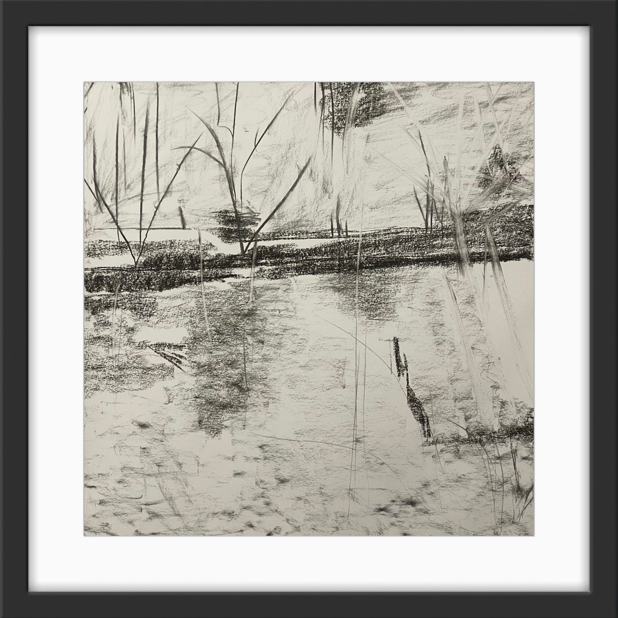 Juanita Bellavance, Spring foliage rising concept drawing, From the Chestatee collection, 2021, Charcoal, 24 x 24 inches.