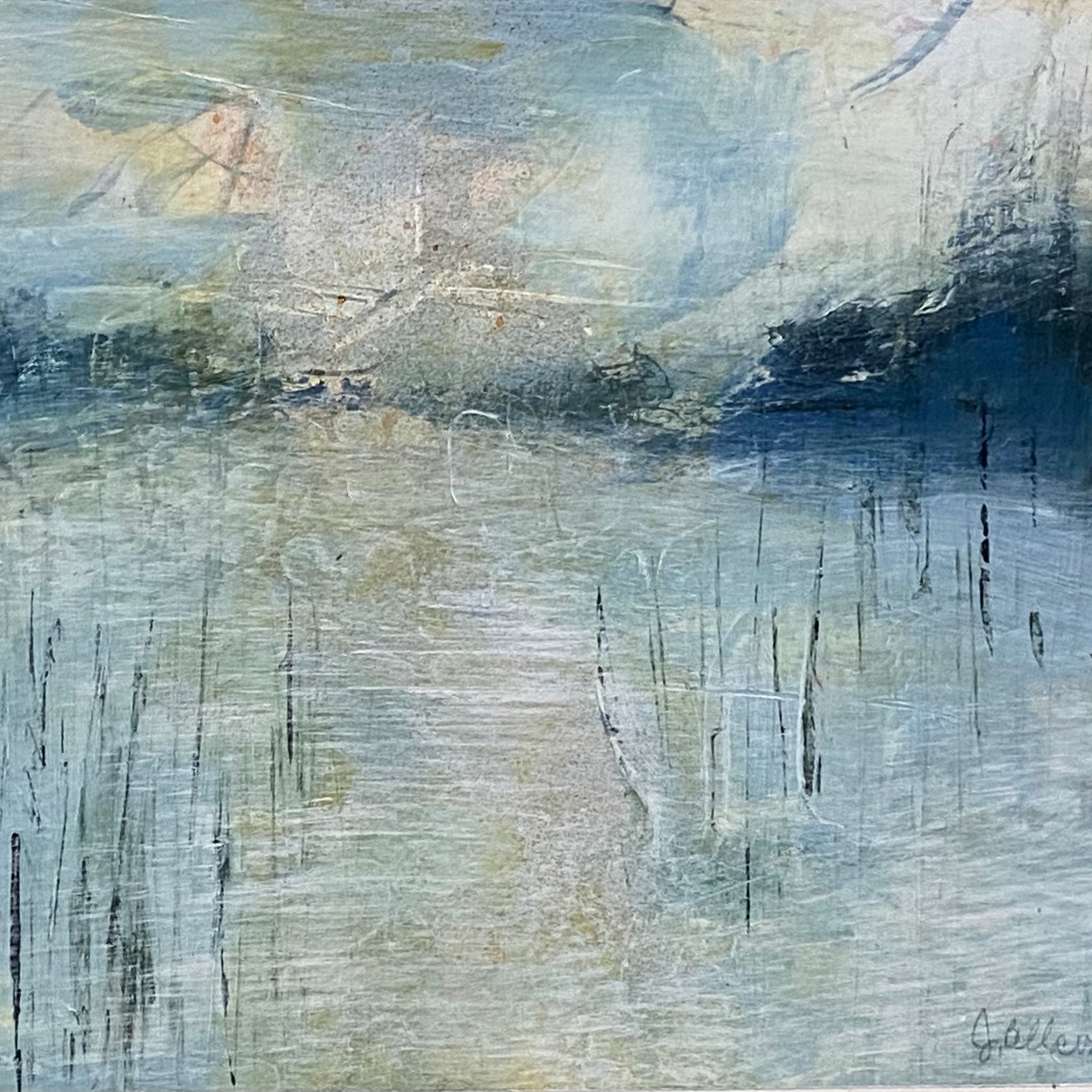 Juanita Bellavance, Sunset on the marsh, 2021, Acrylic on paper, 7 x 9 inches, Unframed